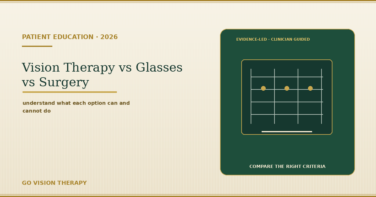 Vision Therapy vs Glasses vs Eye Surgery: Which Is Right for You? (2026)